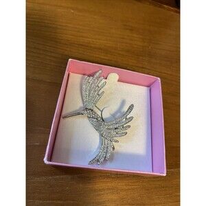 Fashion new Hummingbird Rhinestone large Brooch Silver Tone